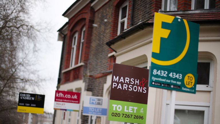 File photo dated 08/02/17 of a row of To Let estate agent signs placed outside houses in north London. The gap is greatest in London, where home owners could find themselves 18% better off typically, adding up to savings of 3,727 per year, Halifax said.