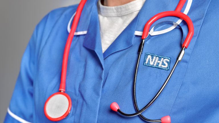 LONDON,ENGLAND - JUNE 6: In this studio shot illustration a NHS uniform close up, with stethoscope on June 6,2019 in London,England. (Photo by Peter Dazeley/Getty Images)