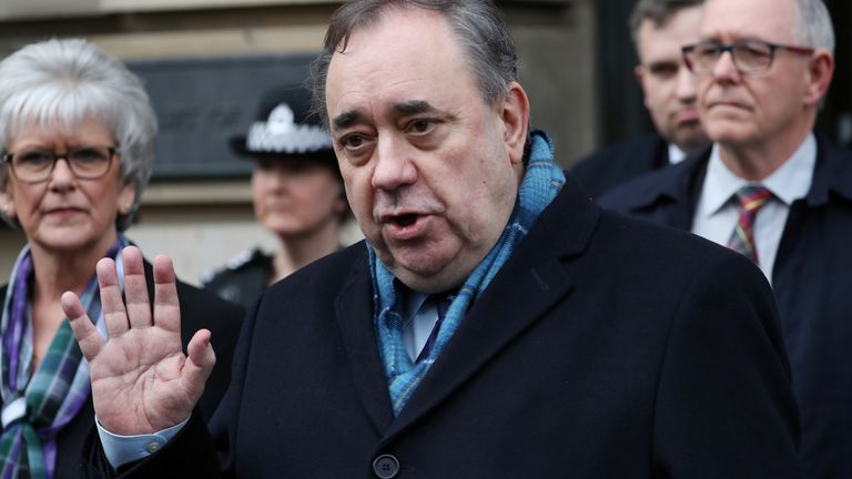 Former First Minister of Scotland Alex Salmond leaves the High Court in Edinburgh