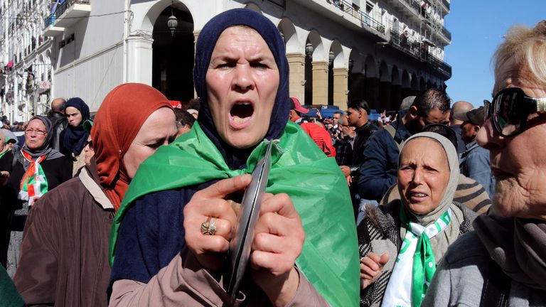 Women demonstrated for gender equality in Algeria