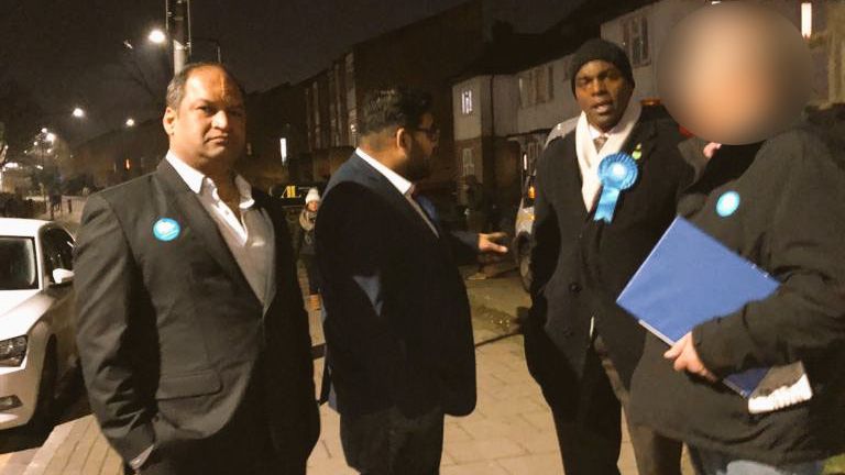 Sushil Dokwal is pictured on the left, campaigning with Shaun Bailey (R)