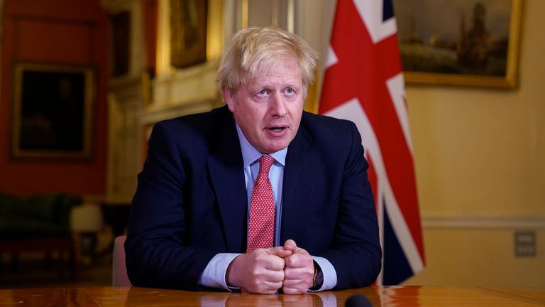 Boris Johnson gave his address from Downing Street. Pic: Andrew Parsons