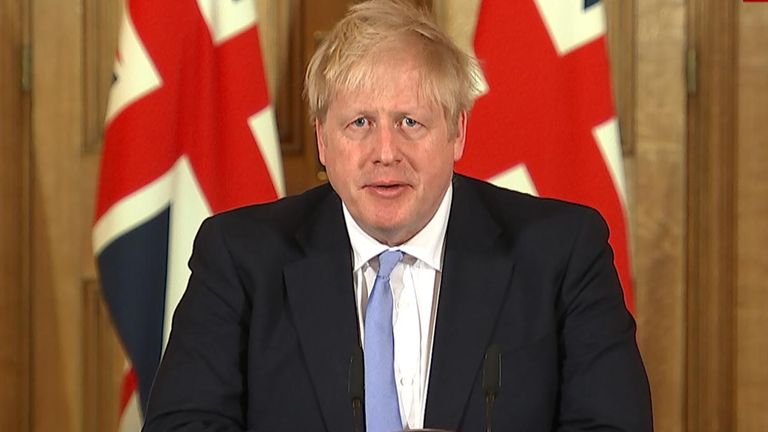 Boris Johnson is giving an update in Downing Street
