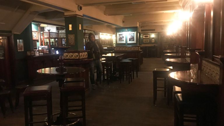 A solitary drinker in the Chando&#39;s pub at Charing Cross, London