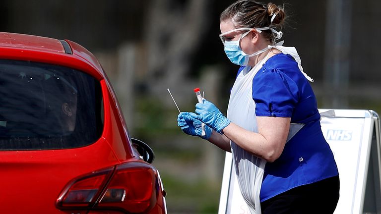 Nurses are taking swabs from NHS staff who remain in their cars at Chessington