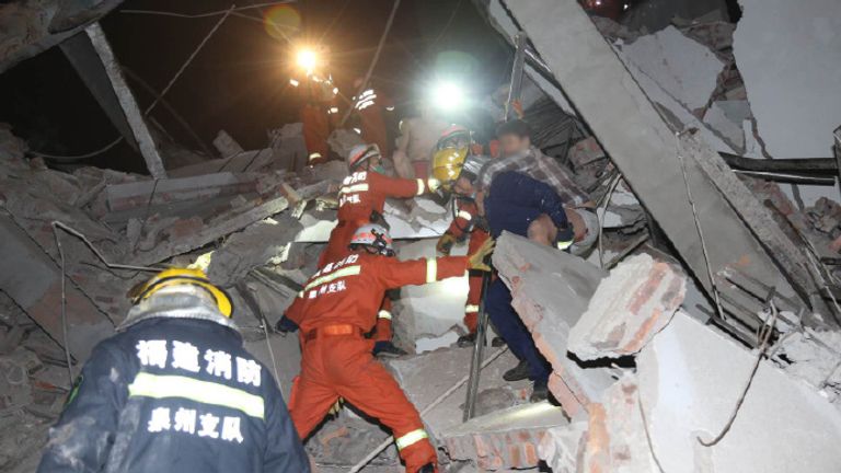 About 70 people were trapped. Pic: Weibo/Emergency Management Department