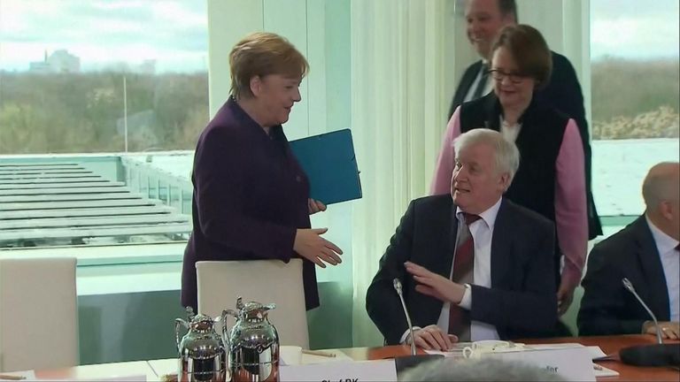 Germany&#39;s interior minister refused to shake Angela Merkel&#39;s hand amid growing coronavirus fears in the country. 