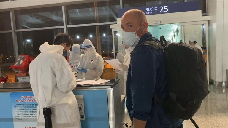 Sky's Tom Cheshire and the team were travelling to Bejing from Seoul