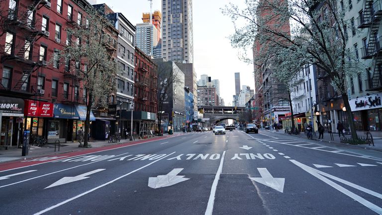 A view of 1st Avenue as the coronavirus continues to spread across the United States on March 21, 2020 in New York City