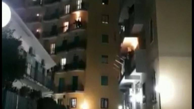 Residents in Naples, Italy, banded together amid the country’s COVID-19 lockdown as they sang from their balconies