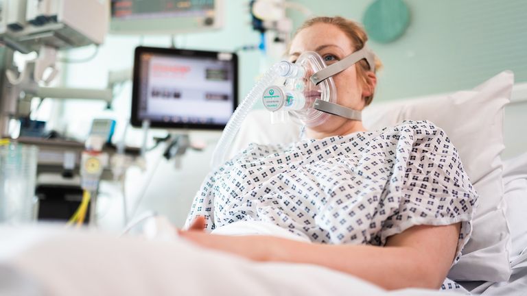 Undated handout photo issued by University College London of a volunteer patient demonstrating a continuous positive airway pressure (CPAP) breathing aid that can help keep Covid-19 patients out of intensive care which has been developed by mechanical engineers, medics and the Mercedes Formula One team with a team from University College London (UCL) and University College London Hospital (UCLH). PA Photo. Issue date: Monday March 30, 2020. See PA story HEALTH Coronavirus. Photo credit should read: James Ty/UCL/PA Wire..NOTE TO EDITORS: This handout photo may only be used in for editorial reporting purposes for the contemporaneous illustration of events, things or the people in the image or facts mentioned in the caption. Reuse of the picture may require further permission from the copyright holder.