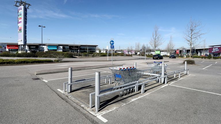 A view of Lakeside Retail Park in Thurrock, Essex, the day after Prime Minister Boris Johnson put the UK in lockdown to help curb the spread of the coronavirus. PA Photo. Picture date: Tuesday March 24, 2020. See PA story HEALTH Coronavirus. Photo credit should read: Gareth Fuller/PA Wire