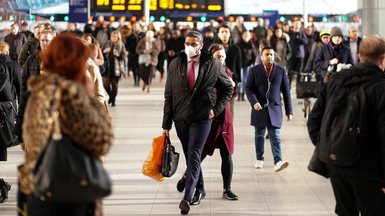A man is seen wearing a protective face mask at Waterloo station in London, Britain, March 6, 2020. REUTERS/Henry Nicholls
