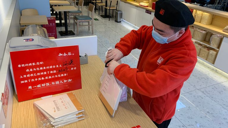 Meituan, the food delivery app in China began offering  cardboard "shield" to prevent the spread of coronavirus.