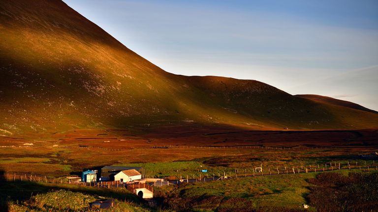 A general view of the water supply hut on Island of Foula on October 2, 2016 in Foula, Scotland
