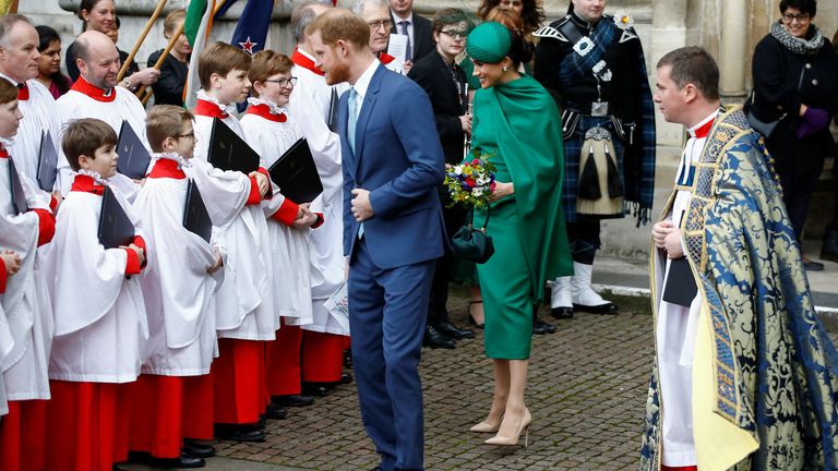 Harry and Meghan make final appearance as senior royals | UK News | Sky ...