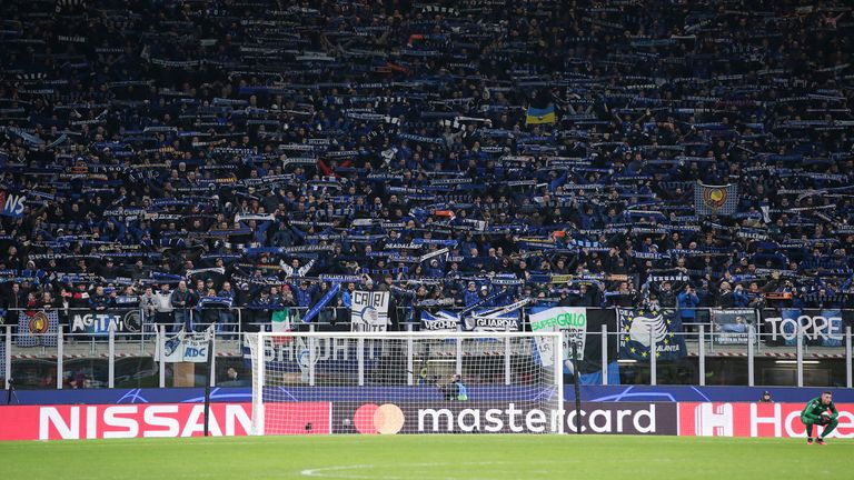 during the UEFA Champions League match at Giuseppe Meazza, Milan. Picture date: 19th February 2020. Picture credit should read: Jonathan Moscrop/Sportimage
