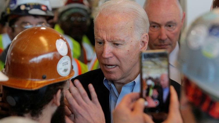 Joe Biden argued with a worker about his gun control policies at Mack Assembly plant in Detroit