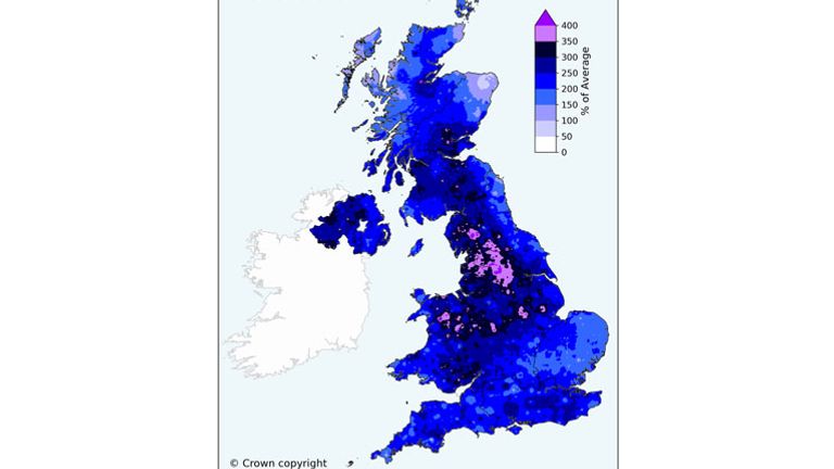 The percentage of the February average the UK received this year. Pic: Met Office