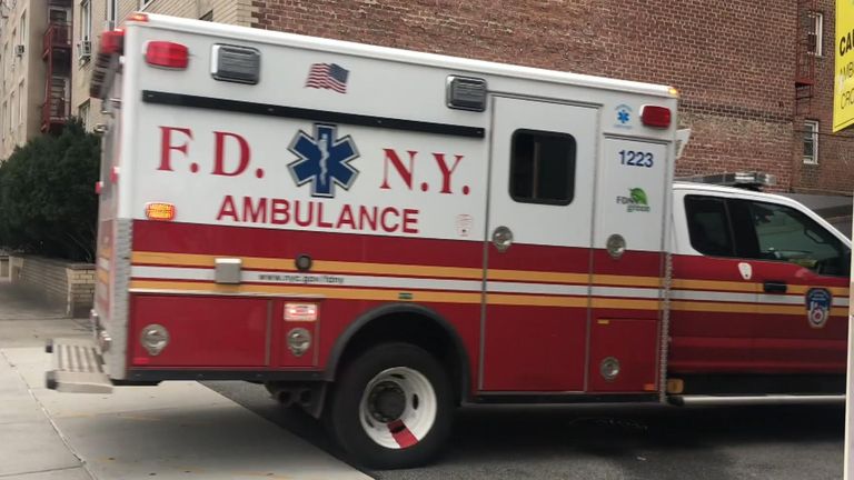 Another ambulance carrying a COVID-19 victim arrives at a Mount Sinai Hospital in Queens