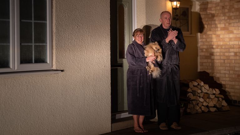 Nick and Karen Giddens and their dog Macy in Leicester 