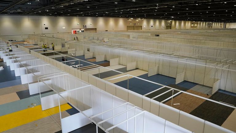 Inside the temporary hospital at Excel in London