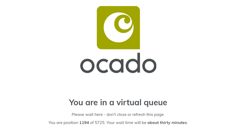 Ocado customers are being put in a virtual queue with wait times up to several hours