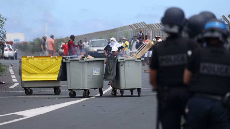 Protesters clashed with police on Reunion Island 