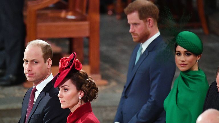 Prince William and Kate sat in front of Prince Harry and Meghan