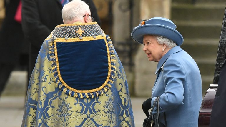The Queen arrives at the Commonwealth Service at Westminster Abbey