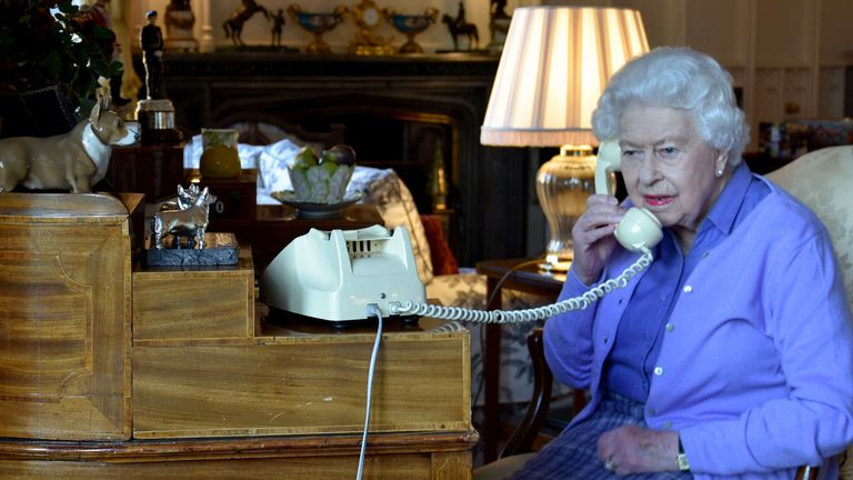 The Queen holds her weekly audience with the prime minister by phone rather than face to face