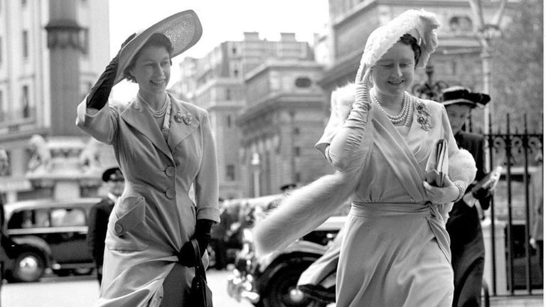 A 1951 photo of the Queen - then Princess Elizabeth - with her mother, Queen Elizabeth. Pic: @theroyalfamily