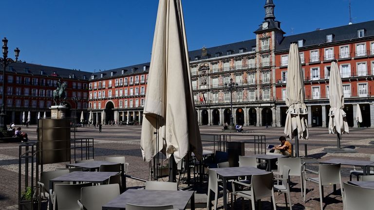 Restaurants are closed in the tourist hotsport of Plaza Mayor in central Madrid
