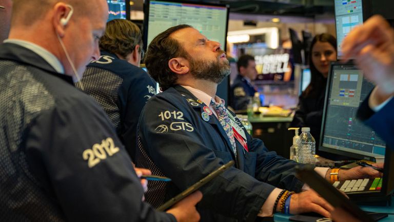 Traders work the floor of the New York Stock Exchange (NYSE) on March 5, 2020 in New York City