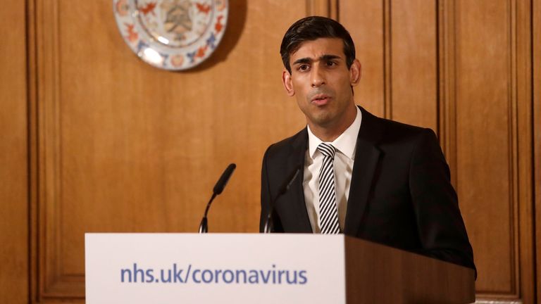 Chancellor Rishi Sunak speaking at a media briefing in Downing Street, London, on Coronavirus (COVID-19). Picture date: Tuesday March 17, 2020. See PA story HEALTH Coronavirus. Photo credit should read: Matt Dunham/PA Wire                                                                                                                                                                                                                                                                                                                                              