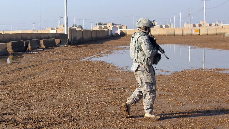 US soldier at Taji base complex in Iraq