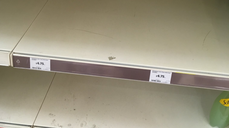 Shelves of tonic water were empty in a south London Sainsbury&#39;s. Pic: Rob Powell