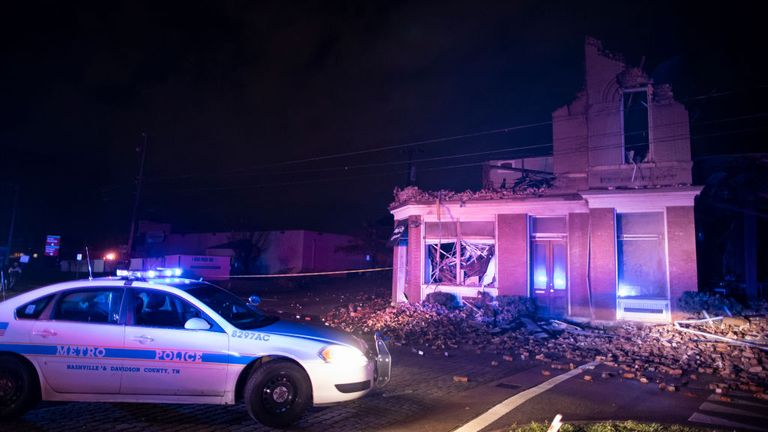 Damage to a house in Nashville