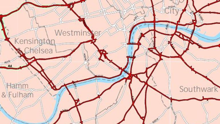 Transport for London&#39;s roads in the capital are known as red routes. Pic: Red routes 
