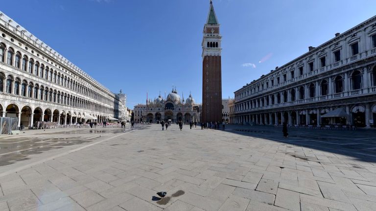 Venice is normally packed with tourists but is now comparatively deserted