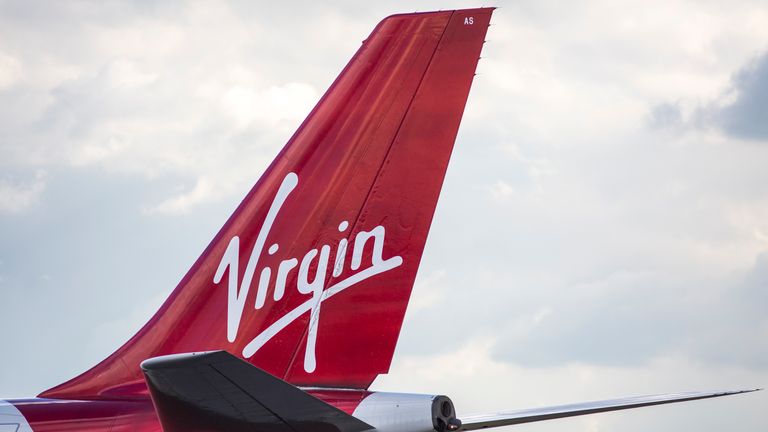 A Virgin Airways aircraft at Heathrow Airport on October 11, 2016 in London, England.