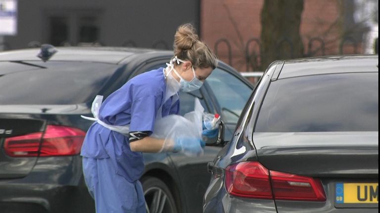 A medical worker tests a motorist in Wolverhampton