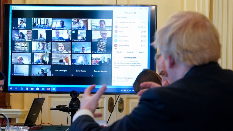 The cabinet met on Zoom. Pic: Andrew Parsons / No 10