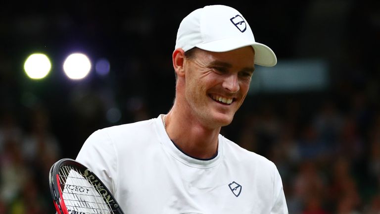Jamie Murray of Great Britain smiles during his men&#39;s doubles match between Jamie Murray of Great Britain and Goran Ivanisevic of Croatia and Lleyton Hewitt of Australia and Pat Cash of Australia during the Wimbledon No. 1 Court Celebration in support of the Wimbledon Foundation at All England Lawn Tennis and Croquet Club on May 19, 2019 in London, England.