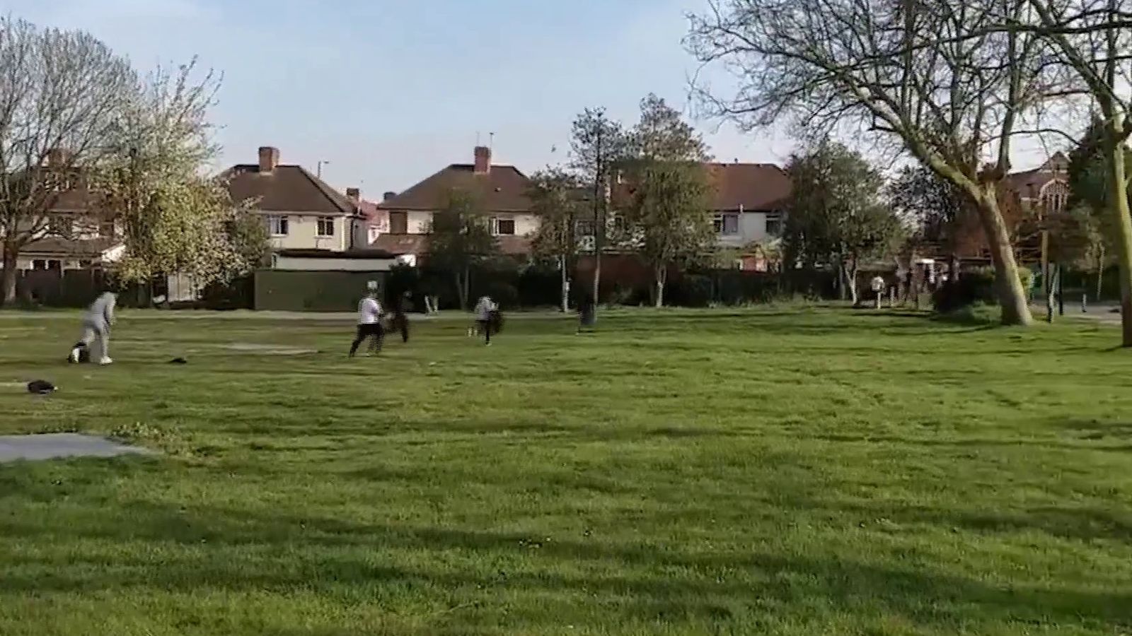 Coronavirus: Men playing cricket in London park run from police as they flout lockdown restrictions