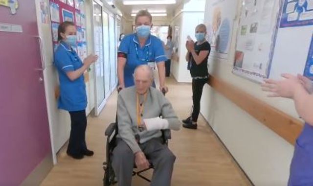 Coronavirus: WWII veteran, 99, gets guard of honour after COVID-19 recovery