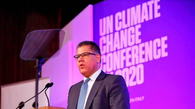 Britain's Business Secretary and Minister for COP26 Alok Sharma makes an address at an event to launch the private finance agenda for the 2020 United Nations Climate Change Conference (COP26) at Guildhall in London on February 27, 2020. - The 2020 United Nations Climate Change Conference (COP26) will be hosted in Glasgow from November 9 - November 19, 2020 under the presidency of the UK. (Photo by Tolga Akmen / various sources / AFP) (Photo by TOLGA AKMEN/AFP via Getty Images)