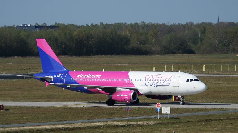 EINDHOVEN, NETHERLANDS, APRIL 10: A Wizz Air plane arrives at Eindhoven Airport amid the coronavirus outbreak on April 10, 2020 in Eindhoven, Netherlands. Due to the current COVID-19 crisis there is a lot less Easter traffic than would be expected under normal circumstances. (Photo by Joris Verwijst/BSR Agency/Getty Images)