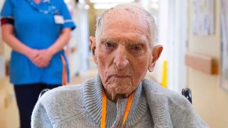 Second World War veteran Albert Chambers has recovered from COVID-19. Pic: NHS North East and Yorkshire