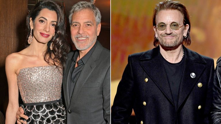 Amal Clooney, George Clooney, and Bono